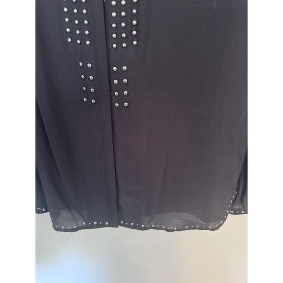 Gerard Darel Womens Black Semi Sheer Long-Sleeve Blouse Shirt Top Size 36 Silk - Picture 12 of 16